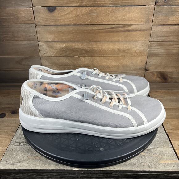 Hey Dude Shoes - Hey Dude Womens Size 11 Karina Joy Lace Up Sneakers Shoes Tan White Canvas
